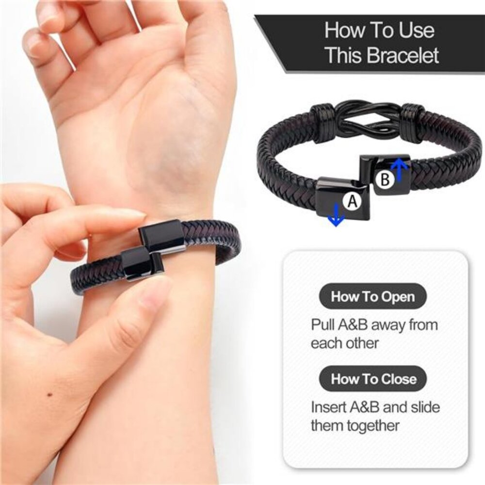 Valentines Day Gifts for Him: Bracelets Gifts for Men Leather Couples - Picture 5 of 7